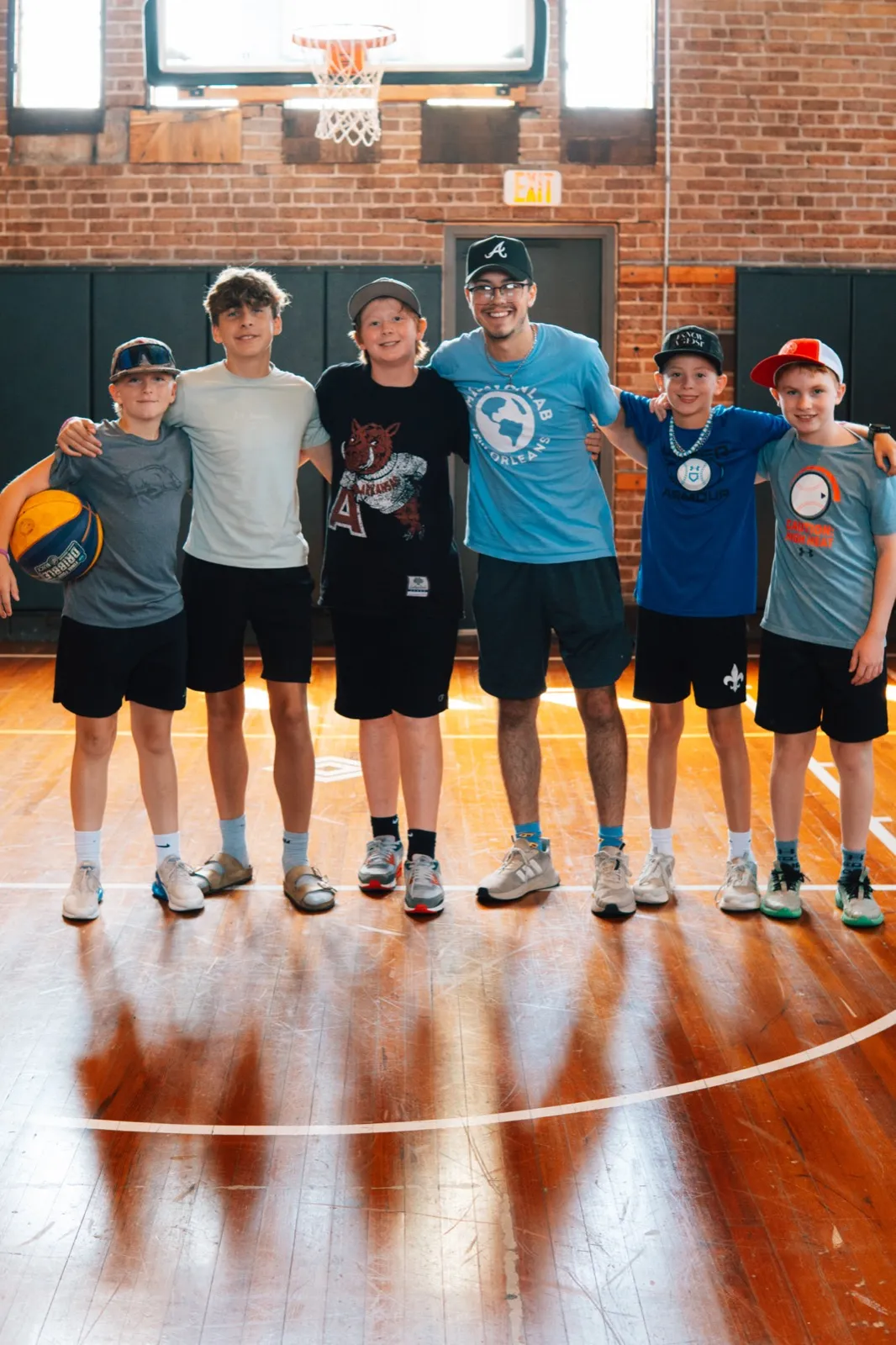 Youth group posing in the gym